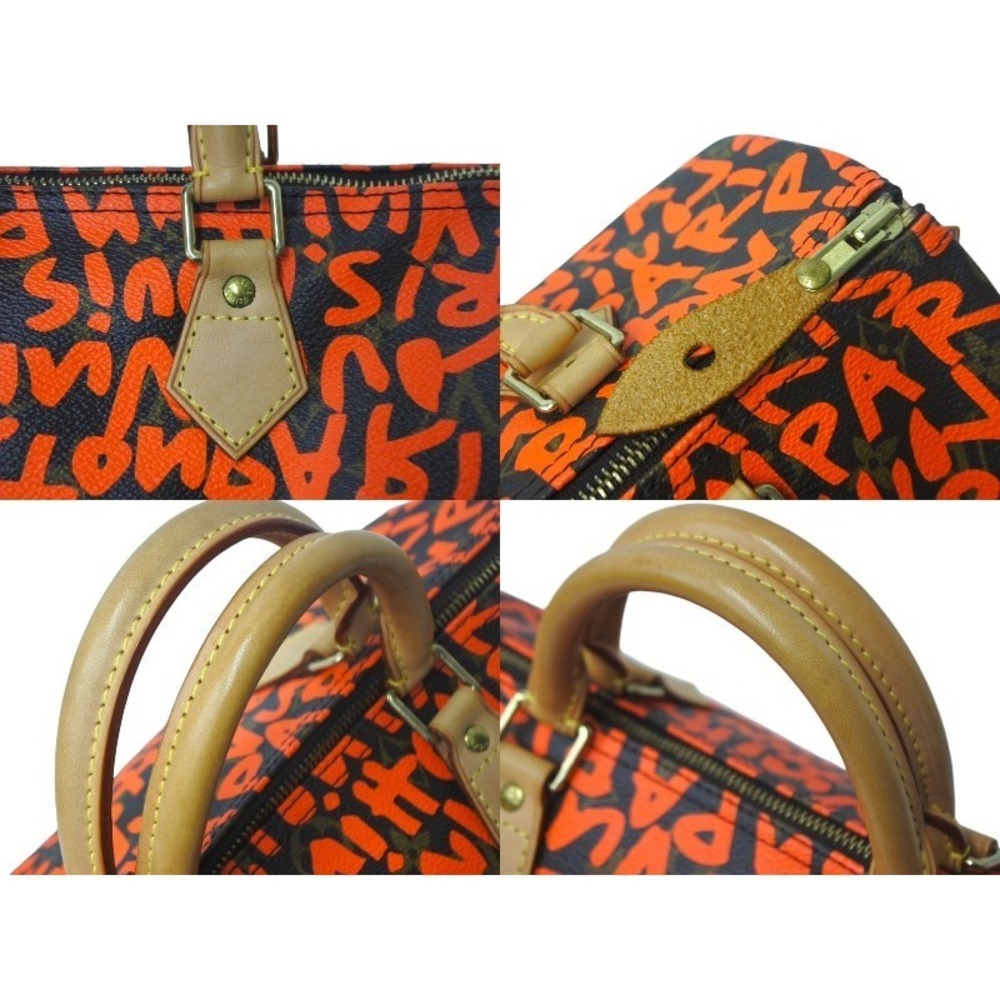 Louis Vuitton Monogram Graffiti Speedy Boston Bag Brown Orange - Picture 5 of 8